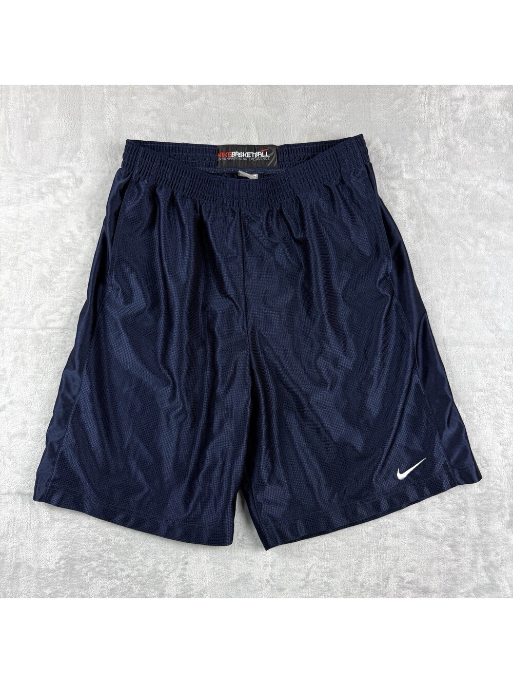 VTG Nike Basketball Athletic Shorts Navy Silky Men XL Y2K Baggy Streetwear RLX